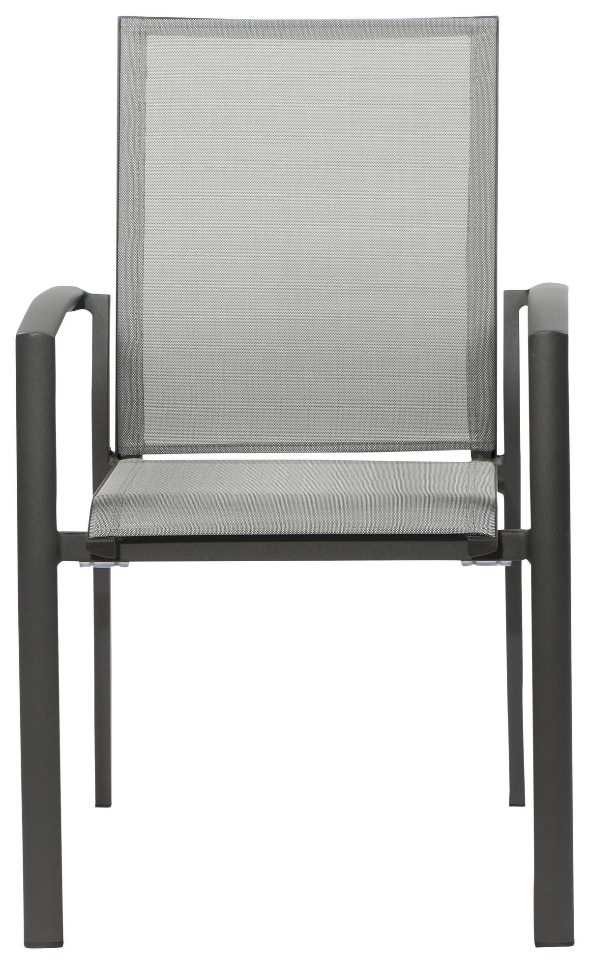 Gartenmöbel Set 5-tlg Aluminium - Anthrazit/Schwarz, KONVENTIONELL, Keramik/Textil - Gardenson