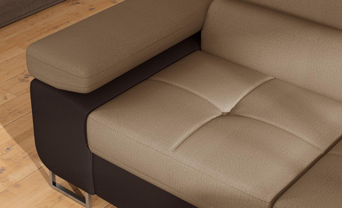 Ecksofa Anton Braun/dunkelbraun S:203x272cm - Chromfarben/Dunkelbraun, Design, Textil (203/272cm) - MID.YOU