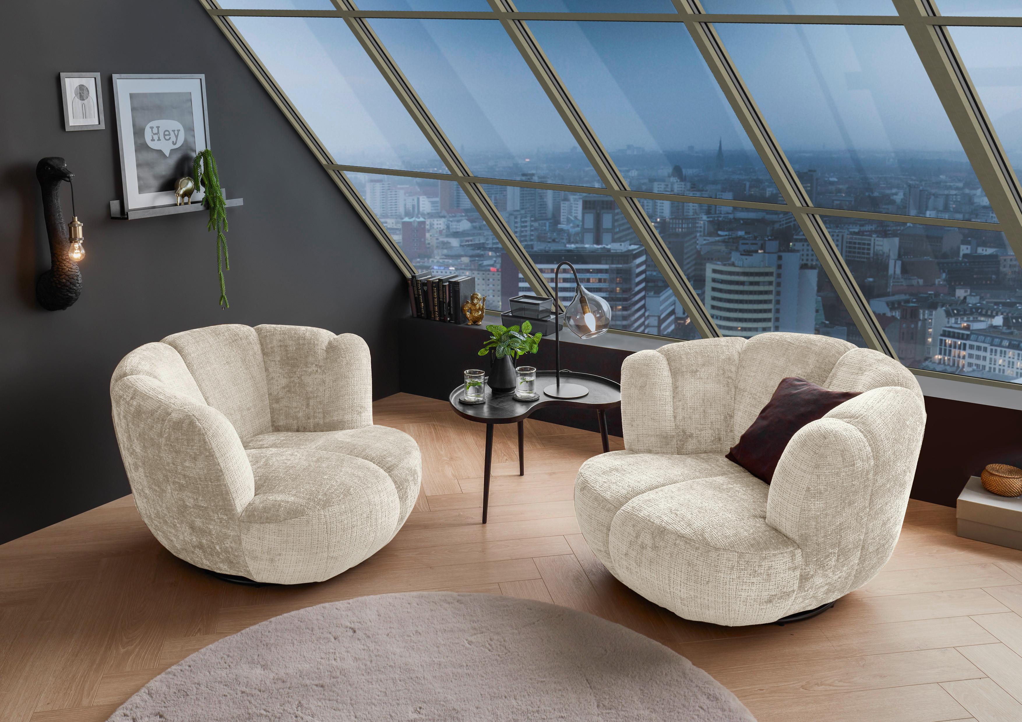 Sessel Muriel Beige B: 101 cm - Beige/Schwarz, KONVENTIONELL, Textil (101/69/107cm) - MID.YOU
