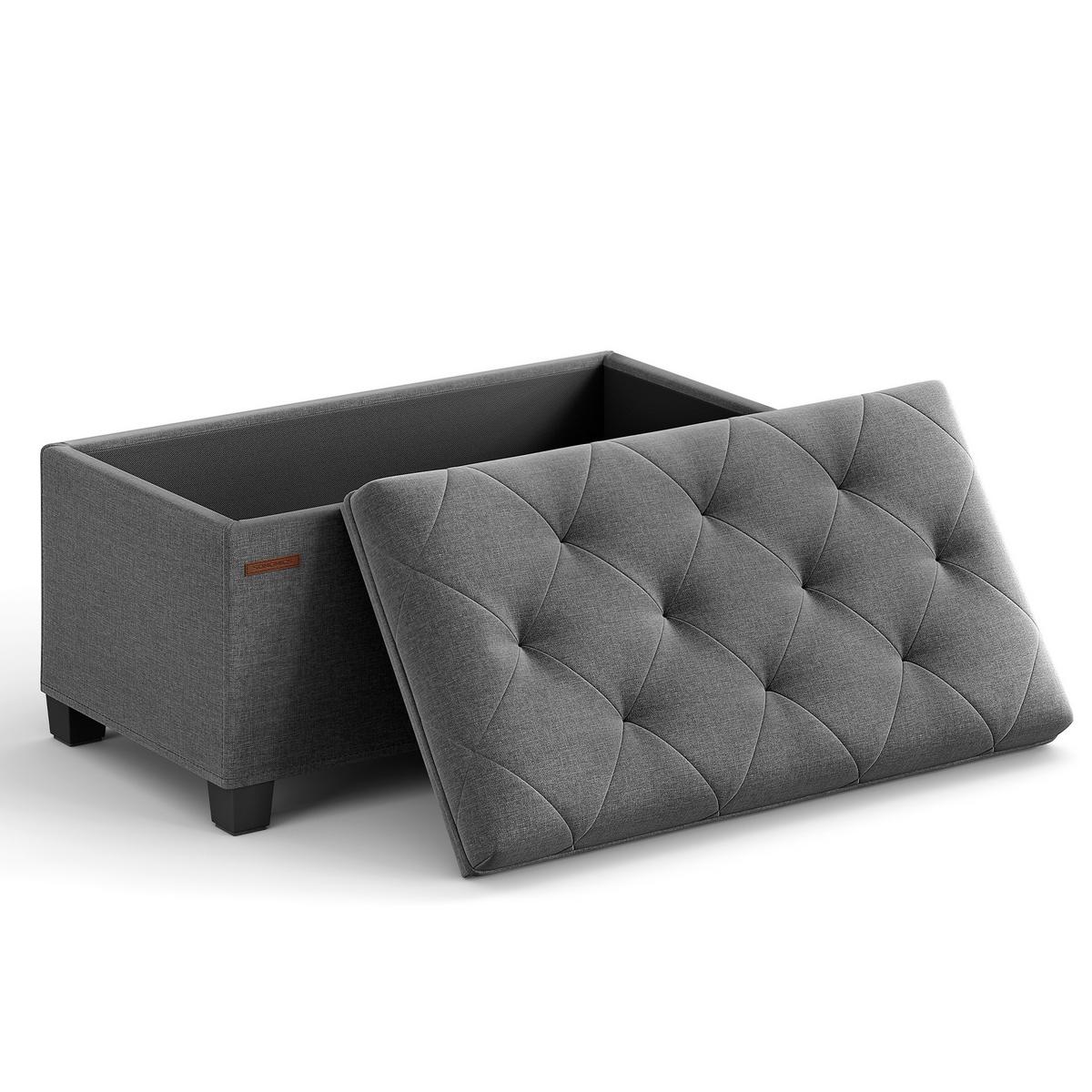 Sitzbox Dunkelgrau B: 76cm - Dunkelgrau/Schwarz, Basics, Holzwerkstoff/Textil (76/40/40cm)
