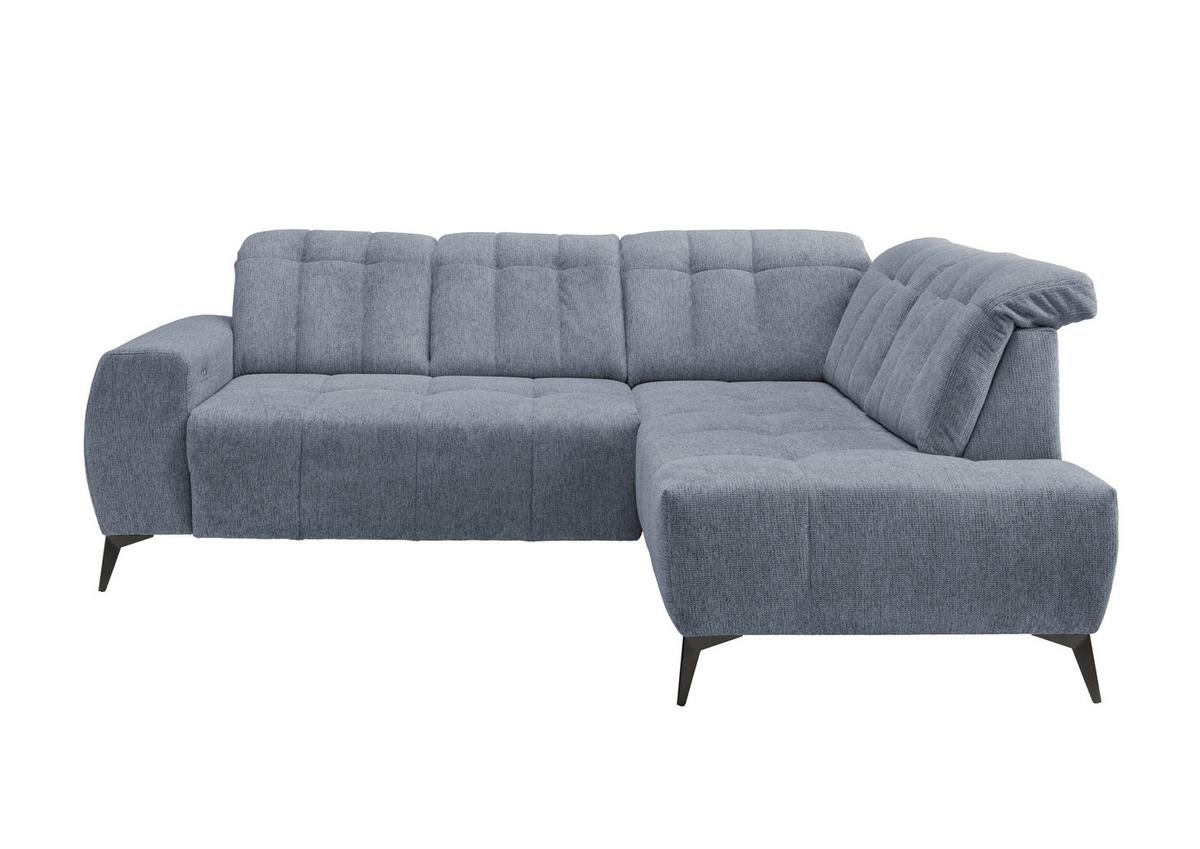 Ecksofa mit USB Anschluss Sano, Hellblau, S: 261x200 cm - Schwarz/Hellblau, MODERN, Textil (261/200cm) - Livetastic