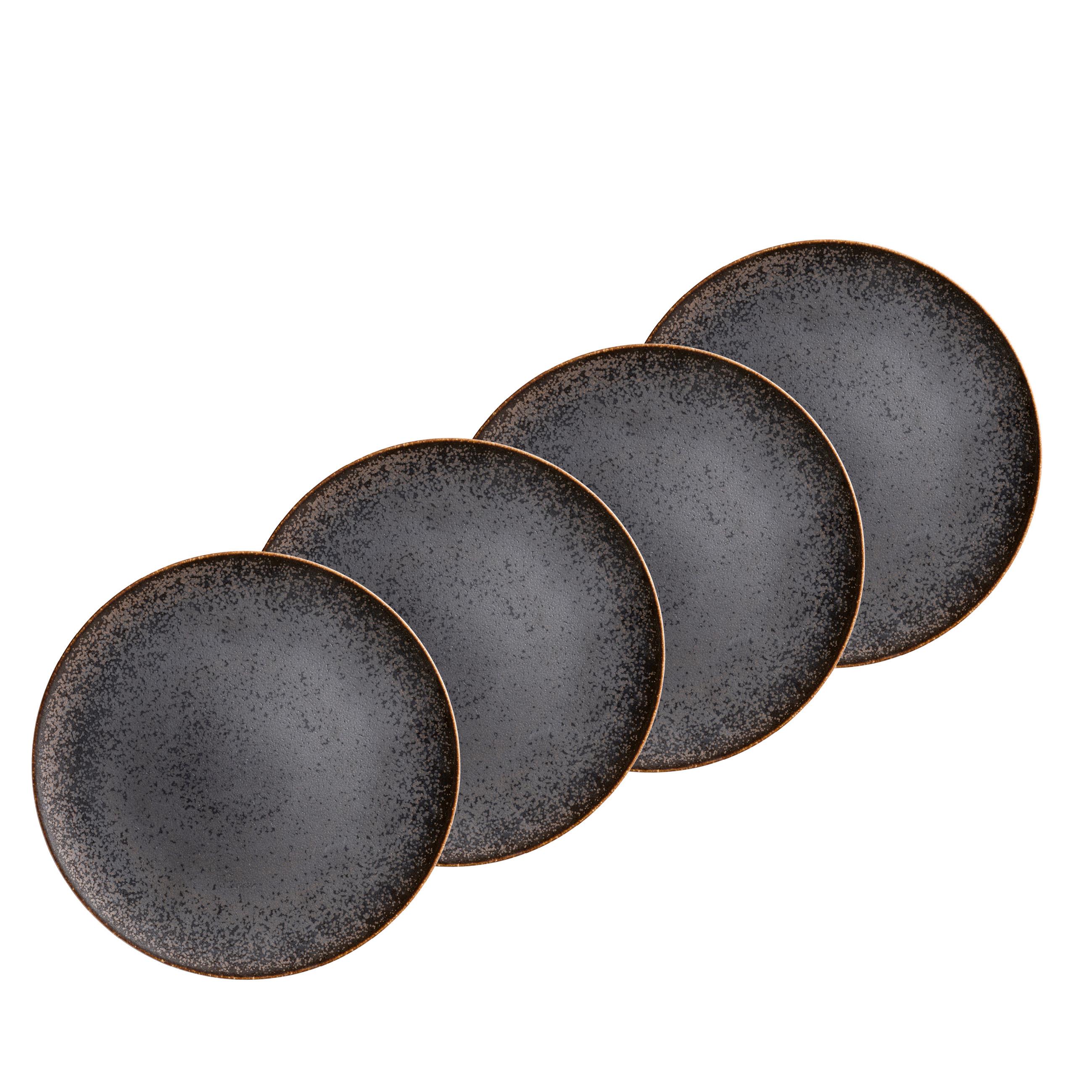 Desserttellerset Powerful Braun Schwarz - Schwarz/Braun, Basics, Keramik - Mäser