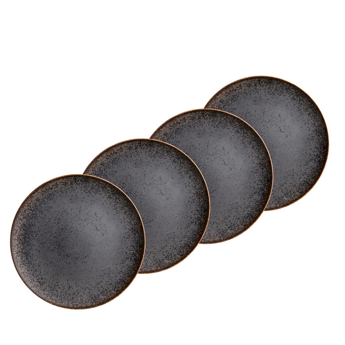 Desserttellerset Powerful Braun Schwarz - Schwarz/Braun, Basics, Keramik - Mäser