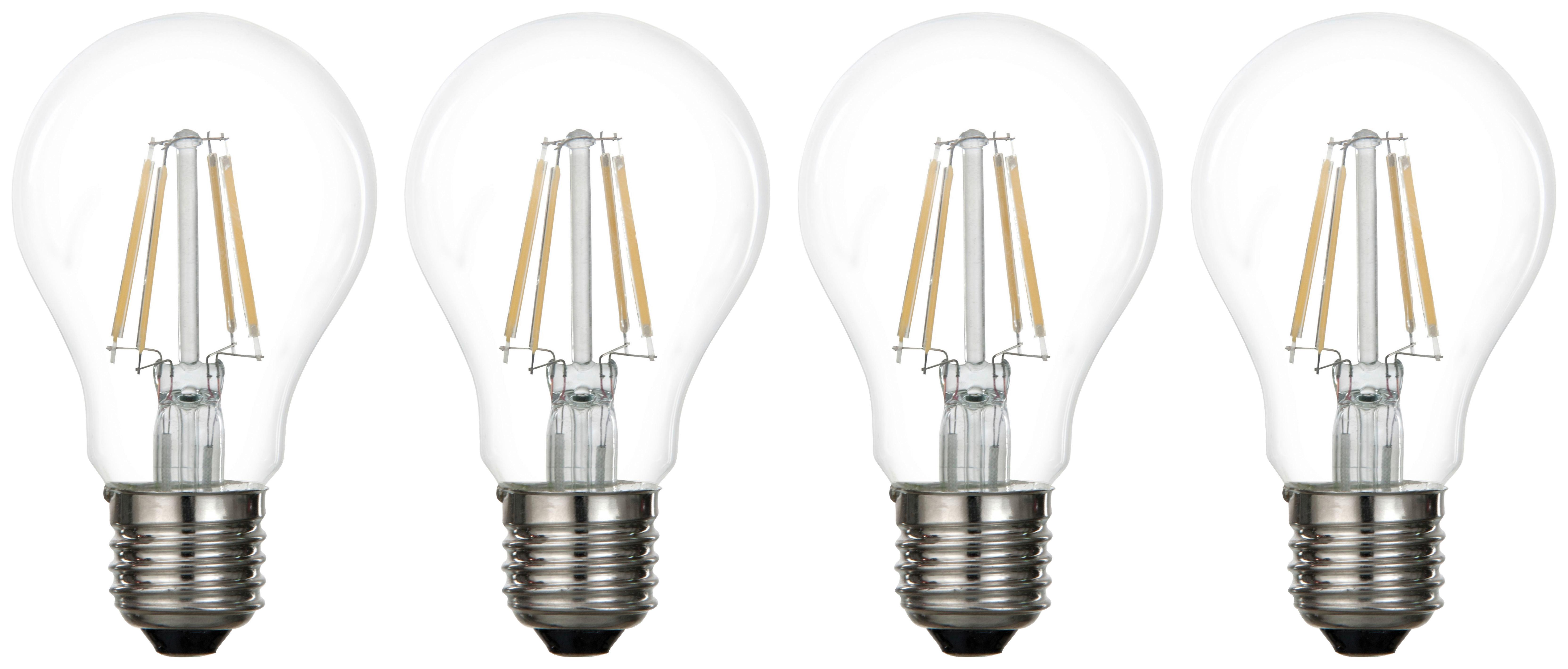 LED-žiarovka Multi, E27,max. 4 Watt,4 Ks - průhledné, kov/sklo (6/10,6cm) - Modern Living