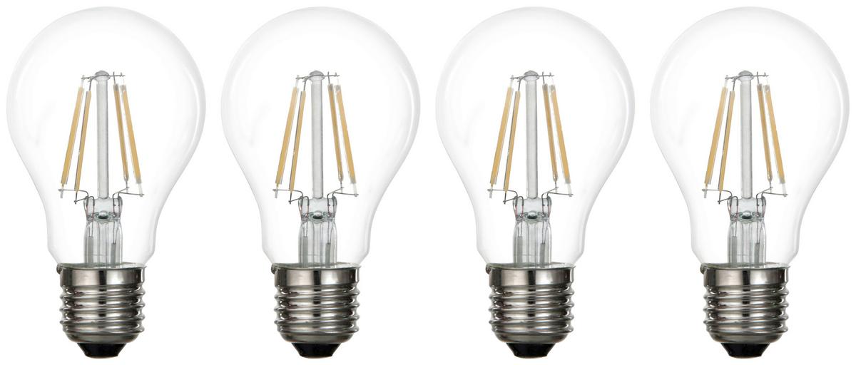 LED-žiarovka Multi, E27,max. 4 Watt,4 Ks - průhledné, kov/sklo (6/10,6cm) - Modern Living