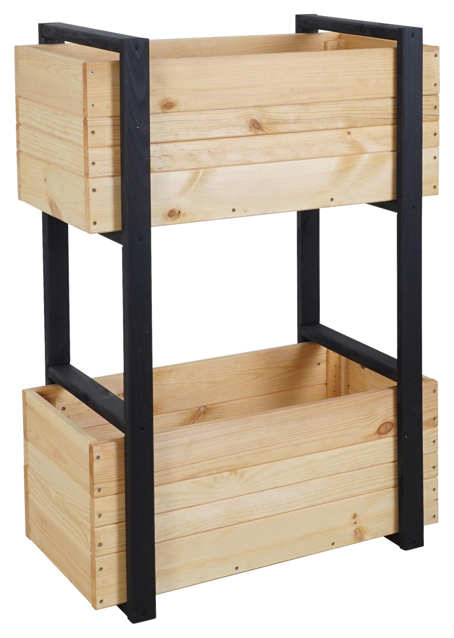 Blumenkasten Schwarz Kieferfarben B: 70 Cm - Schwarz/Kieferfarben, Basics, Holz (70/97/38cm) - Siena Garden