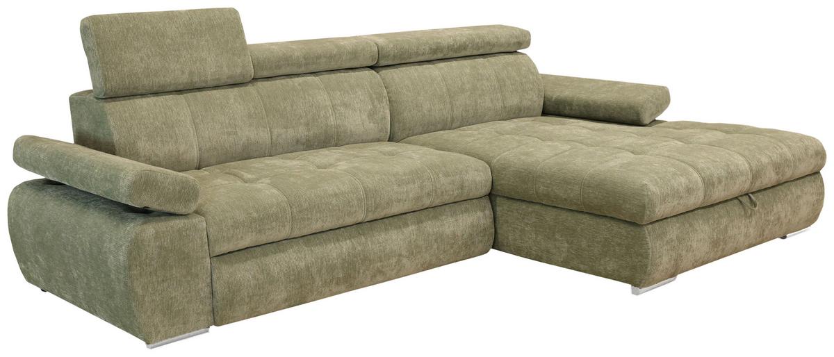 Rohová sedačka VEGAS, pravá, šalviovozelená ženilka - strieborná/šalviovozelená, Design, drevo/textil (294/173cm)