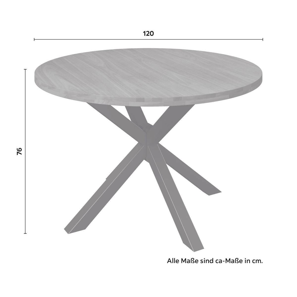 Jedálenský stôl Rene, P: 120 cm - čierna/farba akácie, Modern, kov/drevo (120/76cm) - Bessagi Home