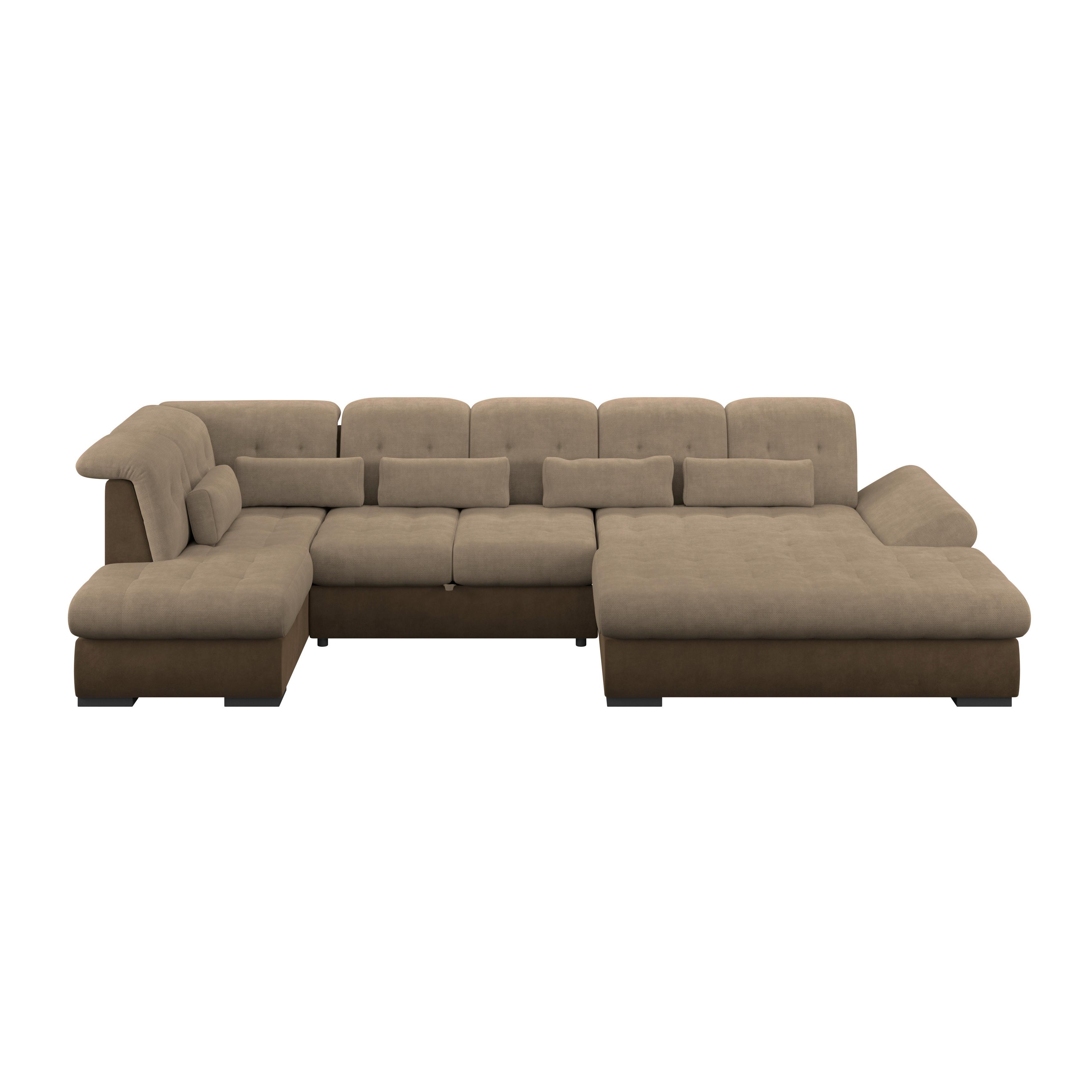 Wohnlandschaft Madera Braun, S: 212x358 cm - Hellbraun/Dunkelbraun, KONVENTIONELL, Kunststoff/Textil (212/358/190cm)