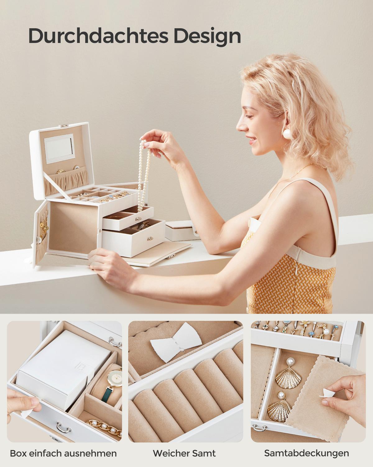 Schmuckkästchen Weiß B: 26 cm - Weiß, LIFESTYLE, Holzwerkstoff (26/17,4/18,2cm)