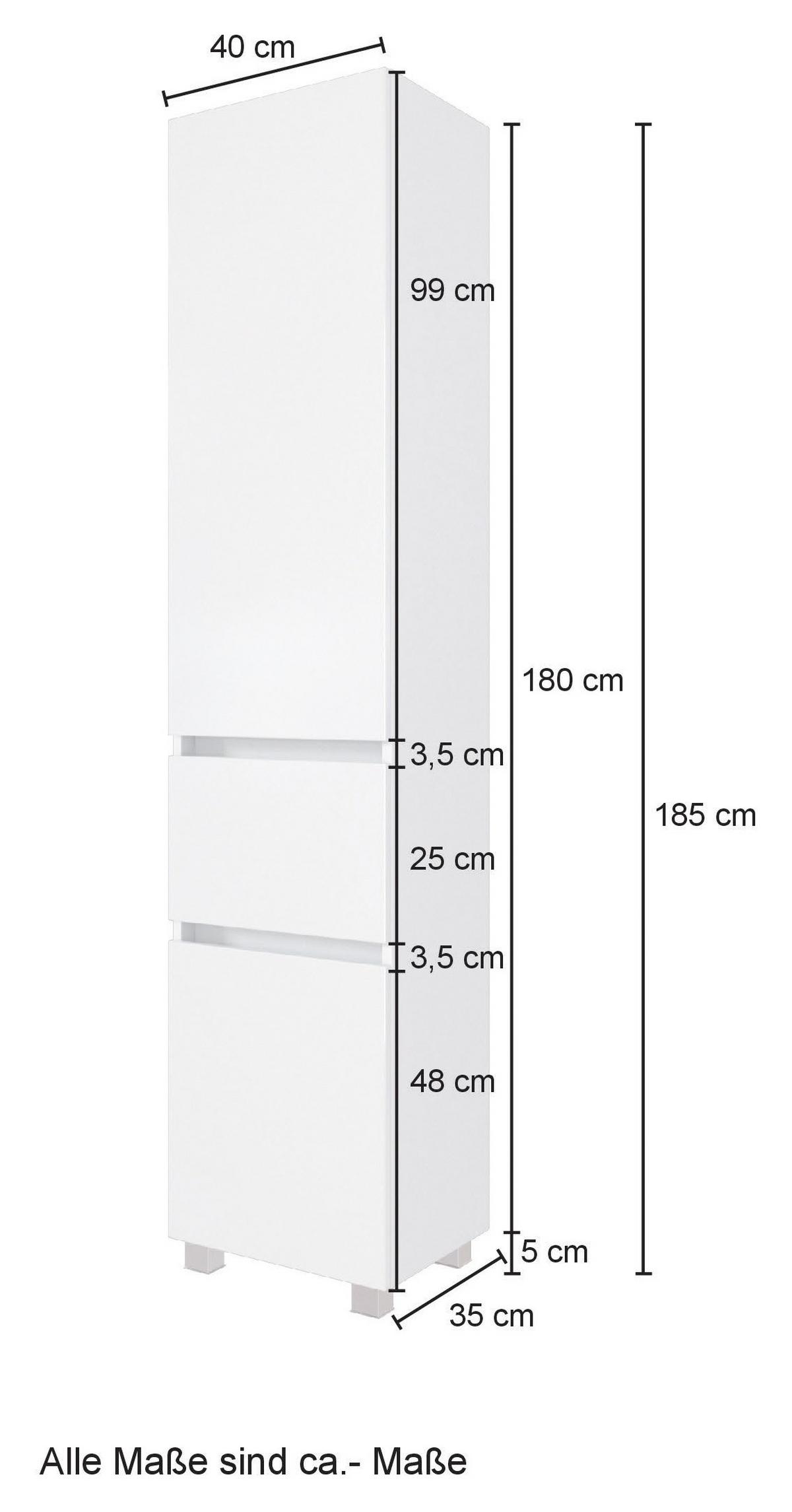 Hochschrank Pienza B: 40 Cm Eiche Wotan Dekor - Silberfarben/Eiche Wotan, MODERN, Holzwerkstoff (40/180/35cm) - Held