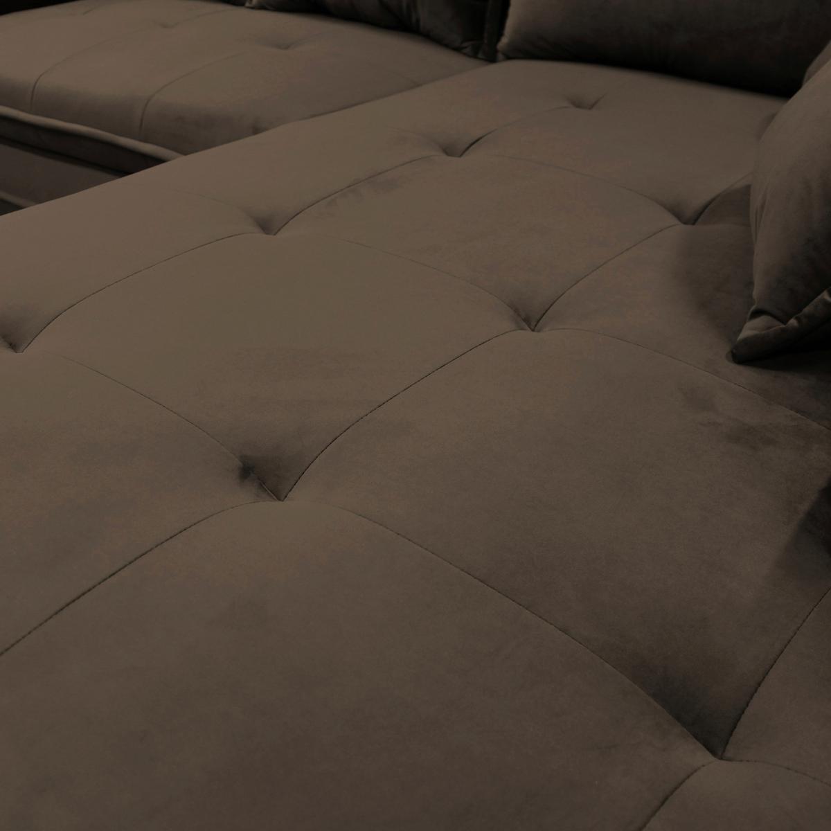 Eckschlafsofa Bello Braun Mit Schlaffunktion Ottomane Rechts - Schwarz/Braun, Design, Textil (277/187cm) - Livetastic