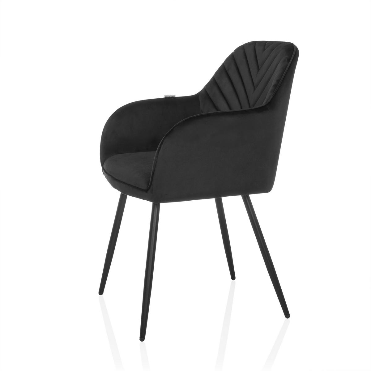 Armlehnstuhl Charvelle Schwarz B: 55 Cm - Schwarz, MODERN, Textil/Metall (55/86/58cm) - MID.YOU