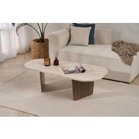 Couchtisch Ovalis Creme/Walnussfarben L: 130cm - Walnussfarben/Creme, Design, Holzwerkstoff (130/65/40cm) - MID.YOU