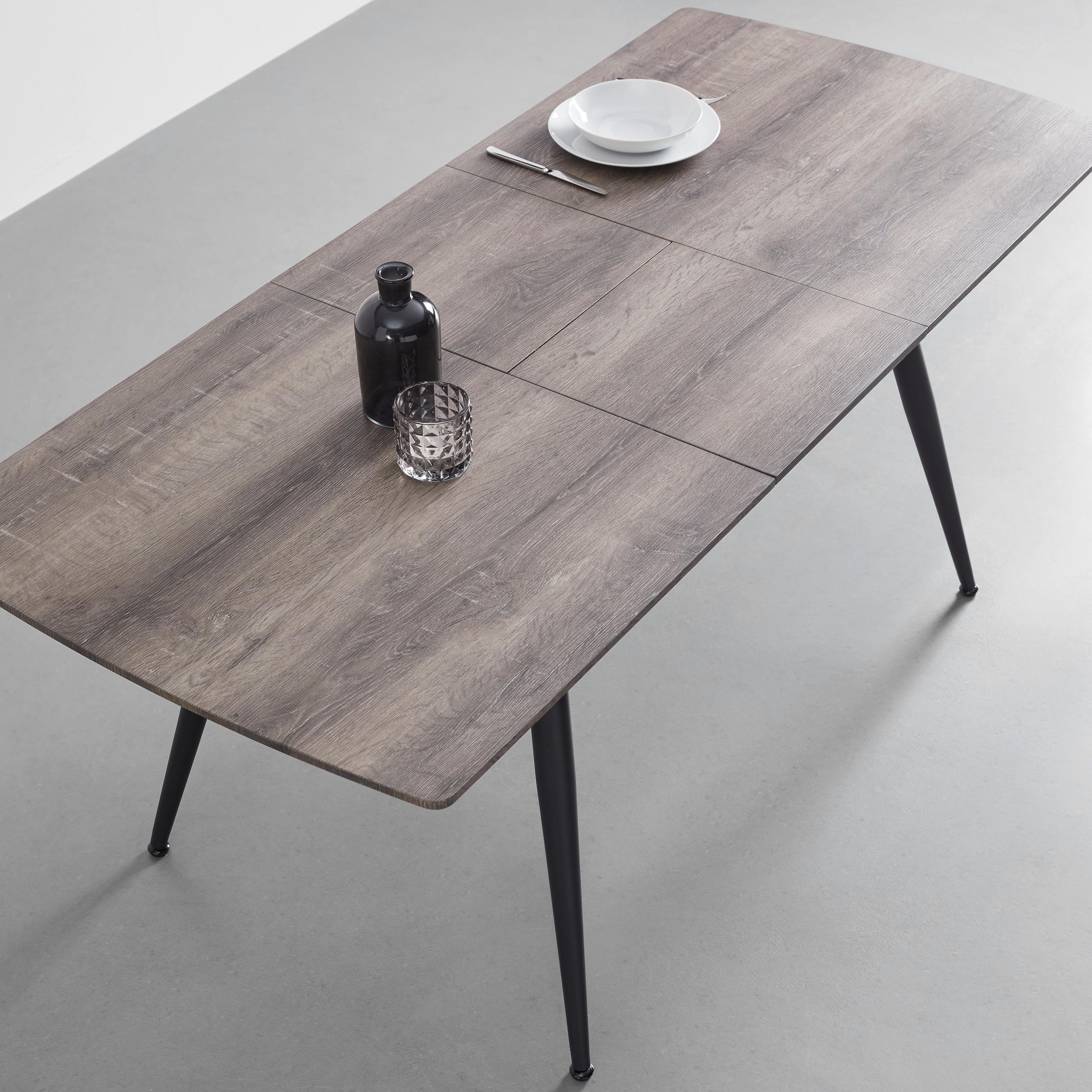 Rozkládací Jídelní Stůl Adriano 140-180cm - černá/barvy ořechu, Moderní, kov (140-180/80/76cm) - Bessagi Home