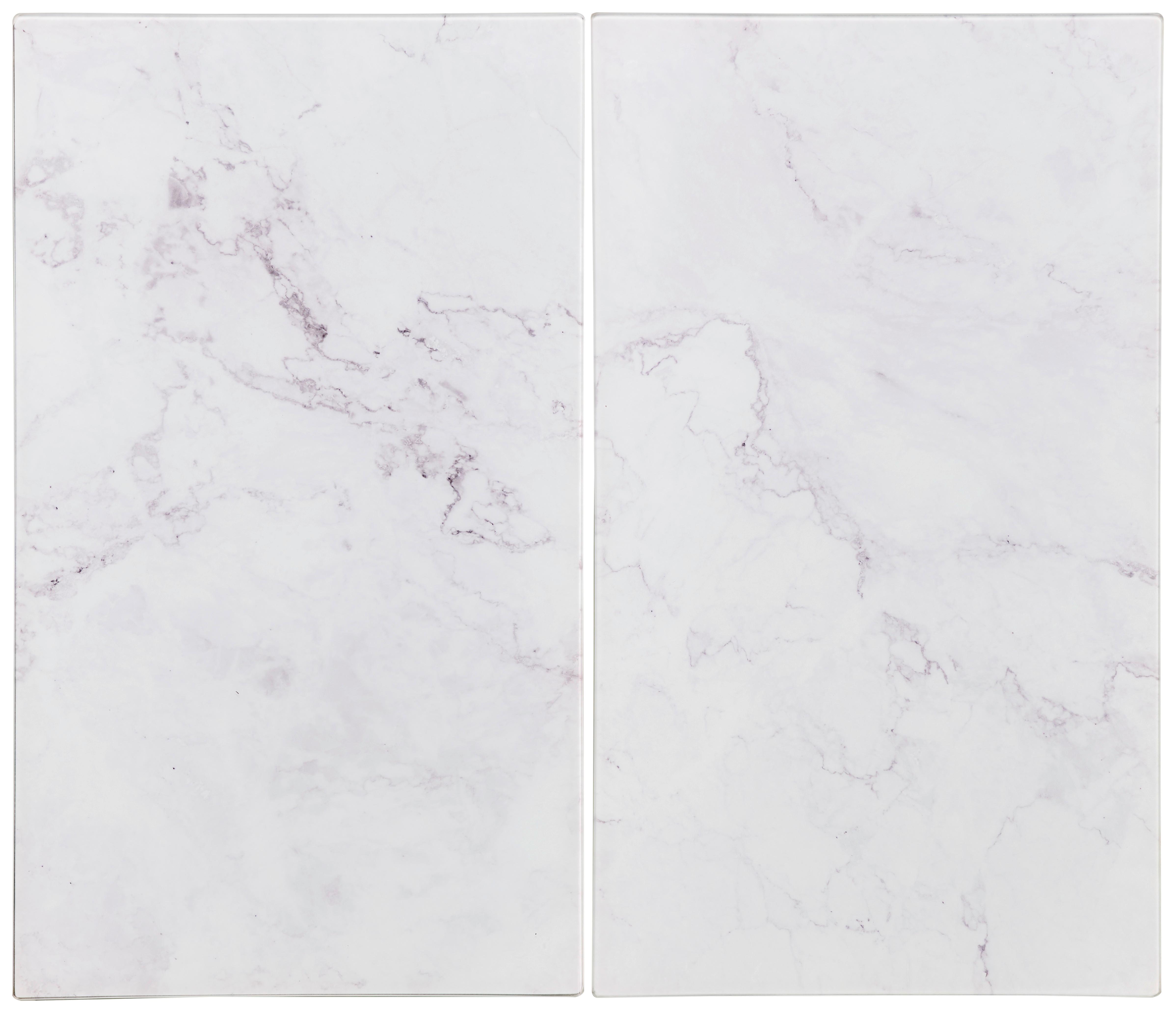 Krycí deska na sporák Marble, 2-dílná, 30/52cm - bílá, Moderní, sklo (30/52cm) - Premium Living