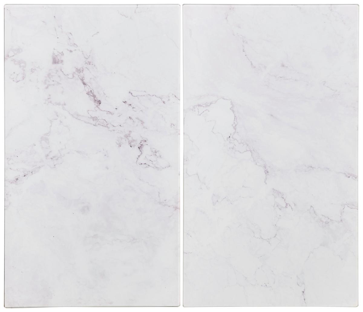 Krycí deska na sporák Marble, 2-dílná, 30/52cm - bílá, Moderní, sklo (30/52cm) - Premium Living