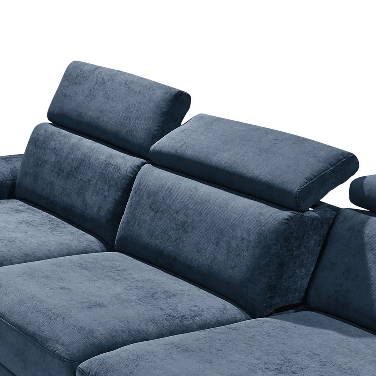 Ecksofa Elvis Dunkelblau S: 182x259 Cm - Silberfarben/Dunkelblau, KONVENTIONELL, Textil (182/259cm) - Trendmanufaktur