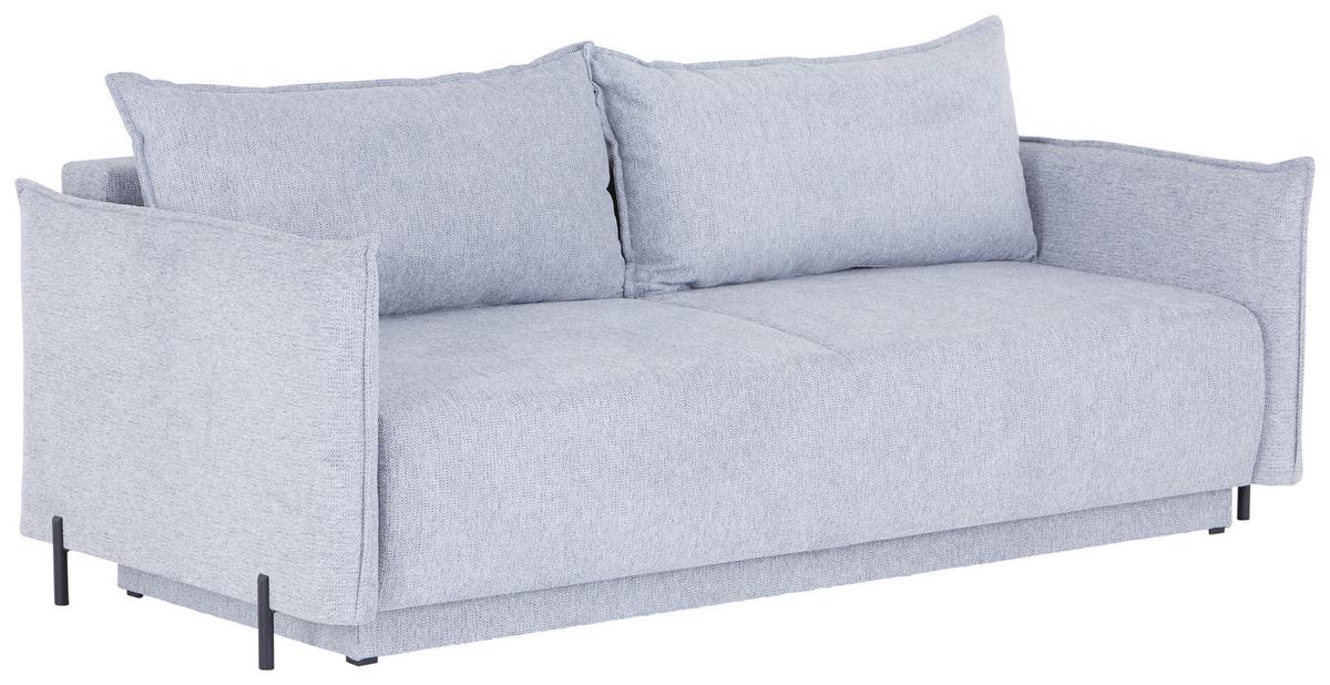 3-sitzer-sofa Mit Schlaffunktion Giulia B:217cm - Hellgrau/Schwarz, MODERN, Textil (217/75-95/112cm) - Luca Bessoni