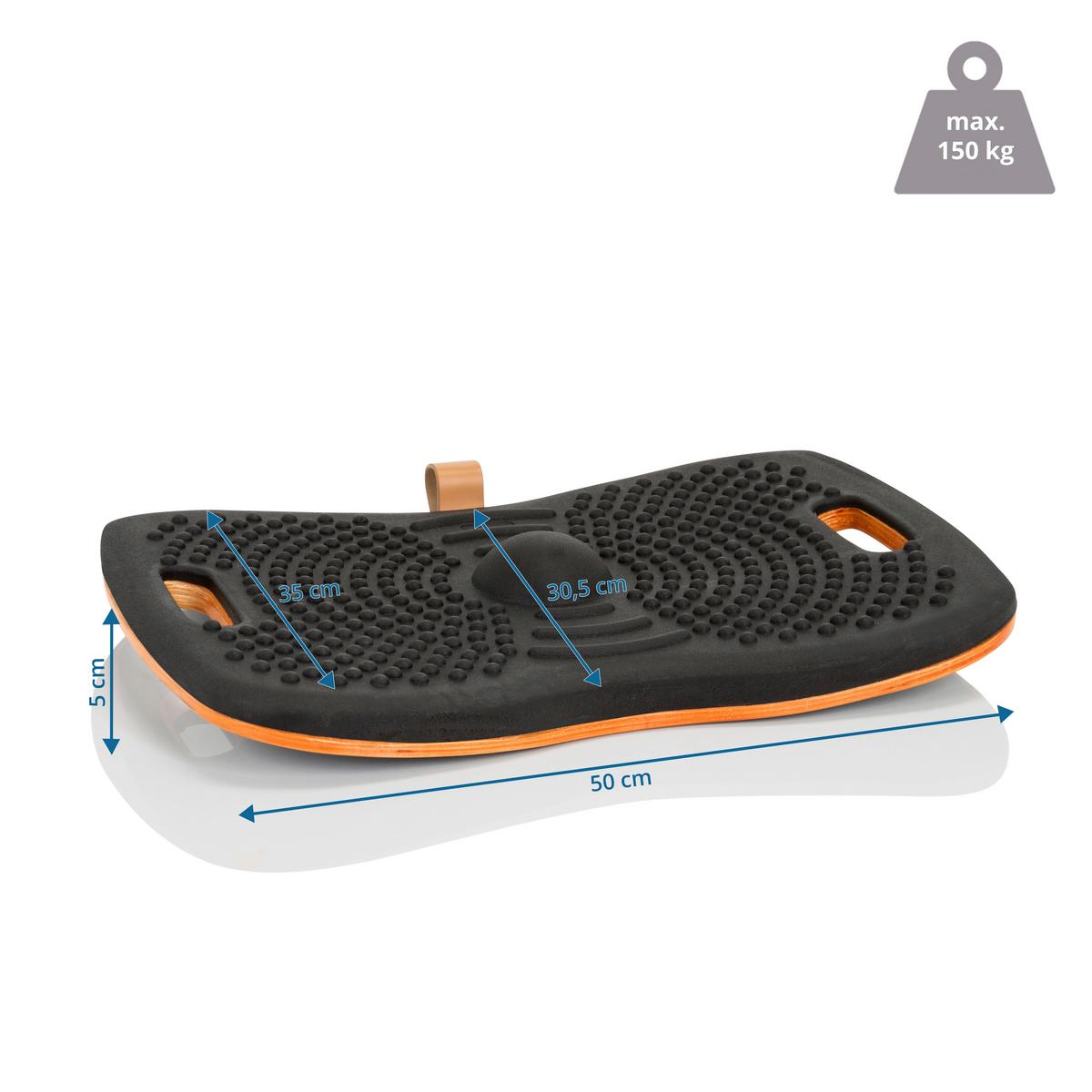 Balance Board Activ - Schwarz/Orange, Basics, Holzwerkstoff/Kunststoff (50/5/35cm) - MID.YOU