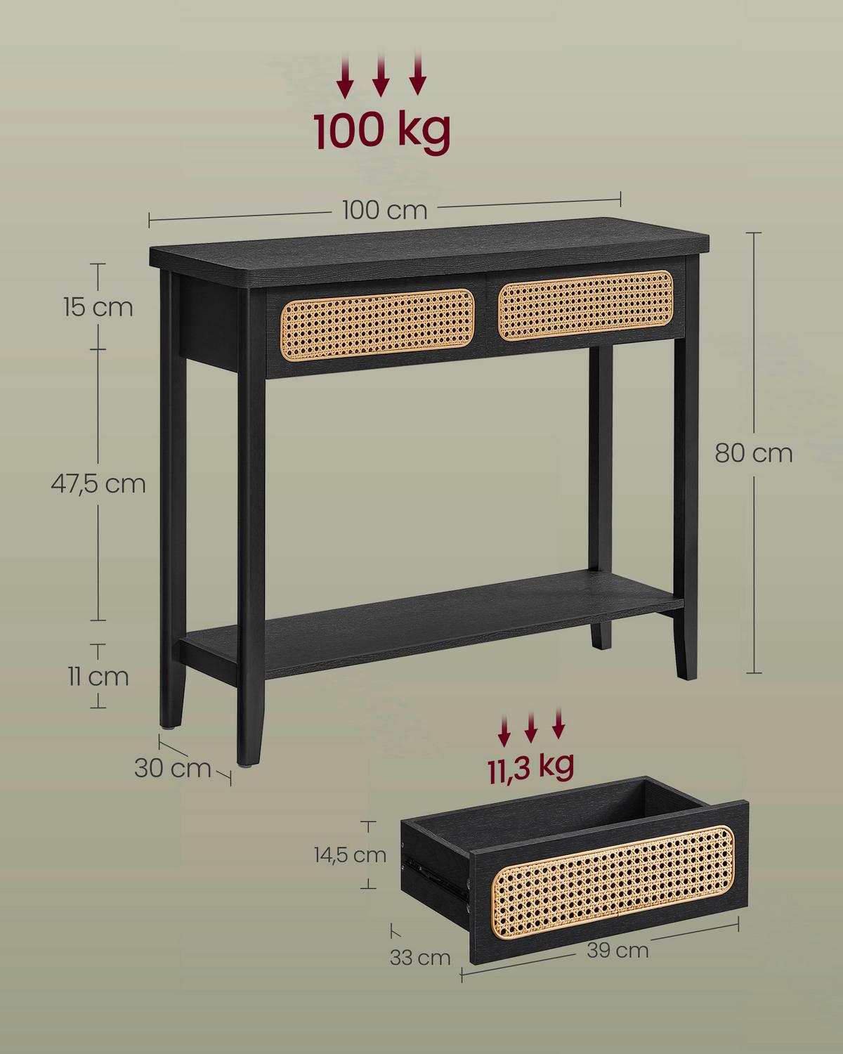 KONSOLE Braun, Schwarz B: 100 cm - Schwarz/Braun, Trend, Holzwerkstoff (100/80/30cm) - MID.YOU