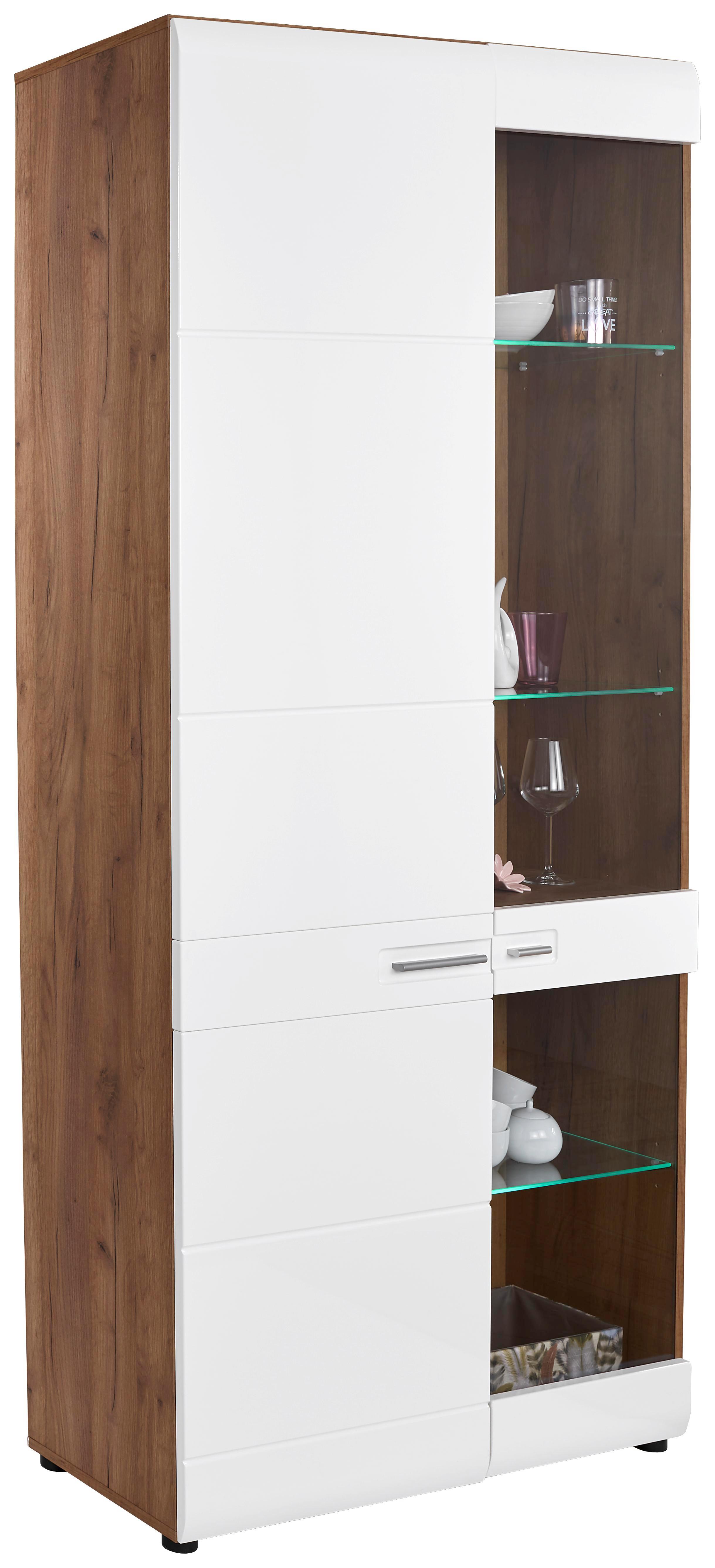 Vitrin Avensis - Tölgyfa/Fehér, modern, Faalapú anyag (95/205,7/37,1cm) - Luca Bessoni