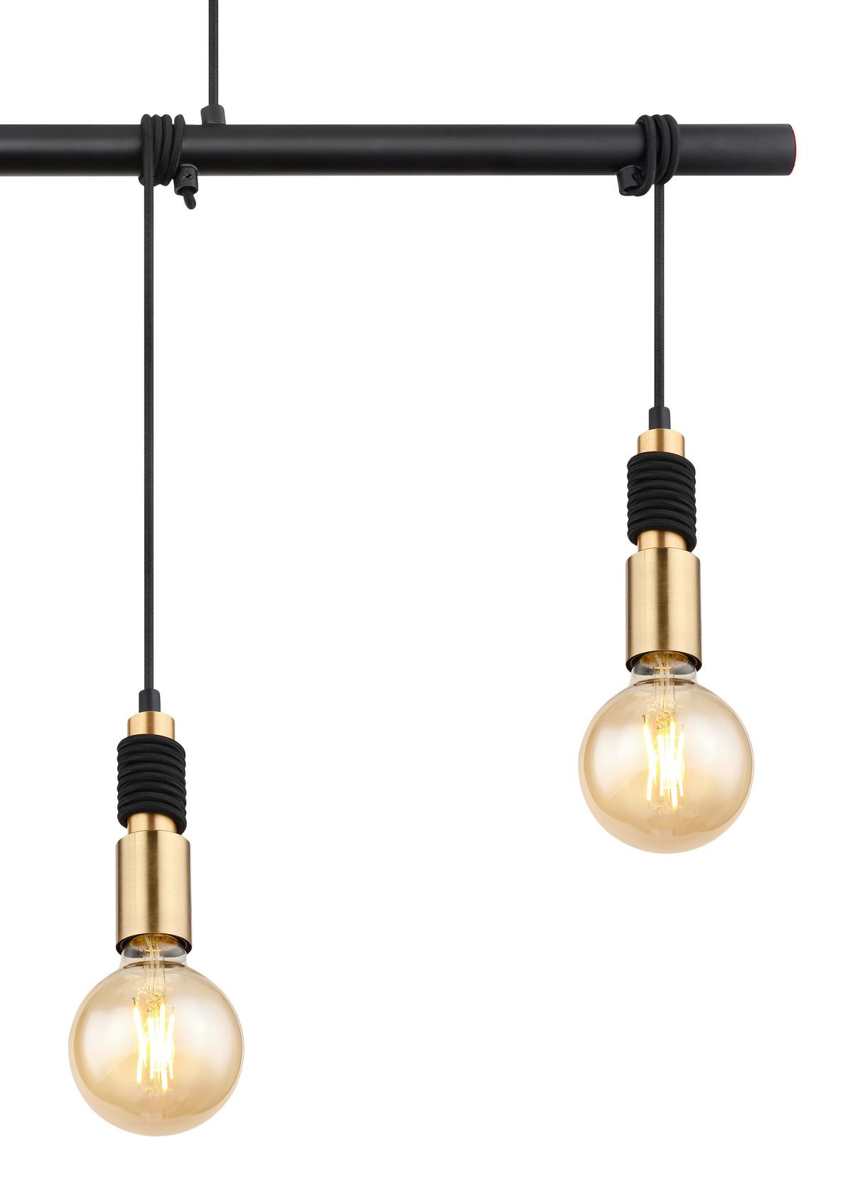 Hängeleuchte H: 120 cm 4-Flammig - Messingfarben/Schwarz, Basics, Metall (100/6/120cm) - Globo