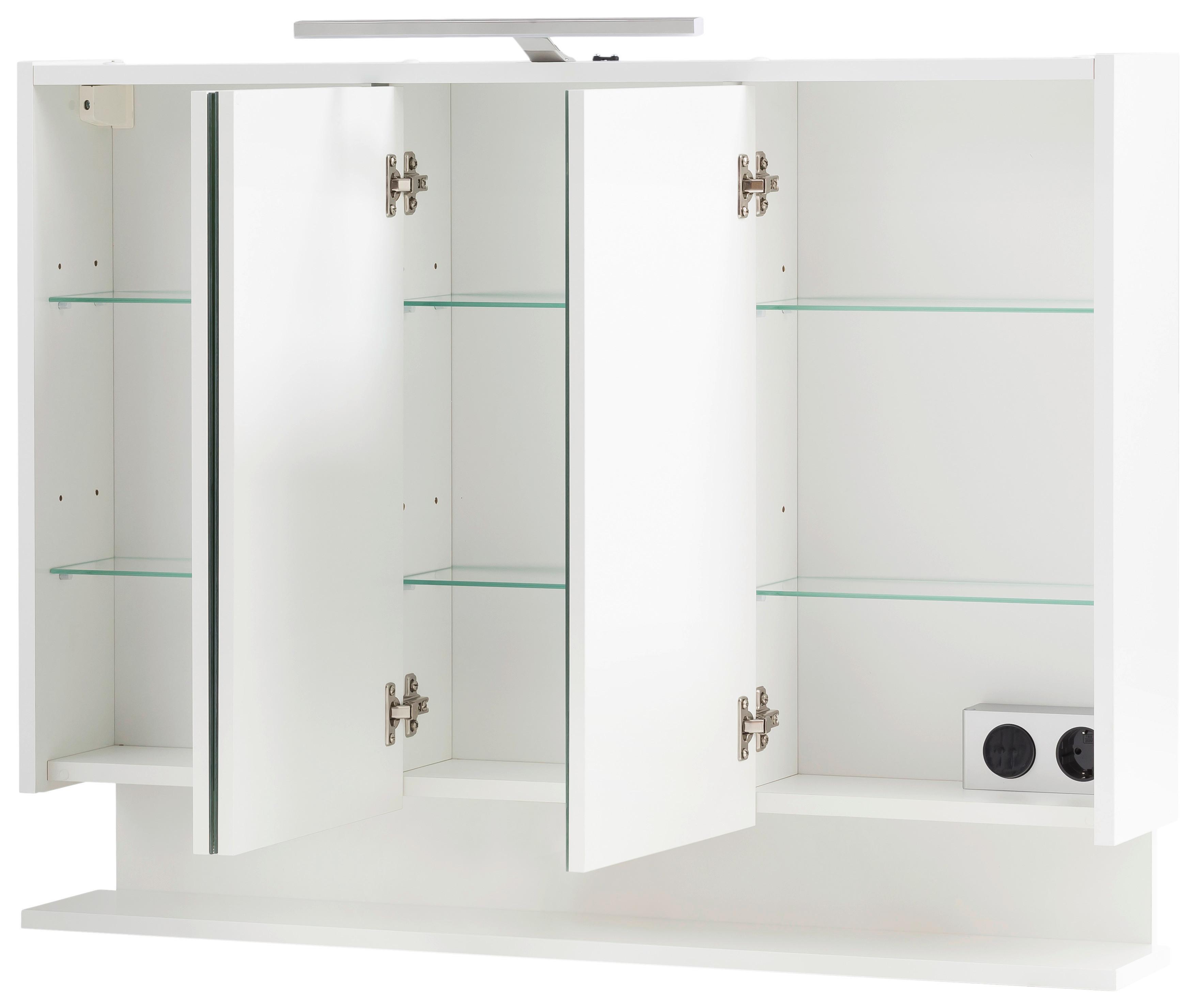Spiegelschrank Flag Mit Led 3 Türen, Weiß - Weiß Hochglanz/Weiß, MODERN, Glas/Holzwerkstoff (93,5/71,4/16cm) - MID.YOU