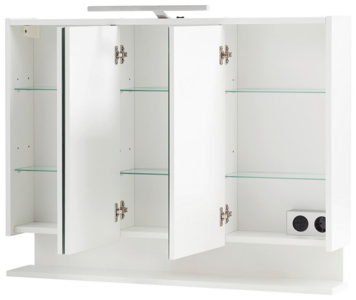 Spiegelschrank Flag Mit Led 3 Türen, Weiß - Weiß Hochglanz/Weiß, MODERN, Glas/Holzwerkstoff (93,5/71,4/16cm) - MID.YOU