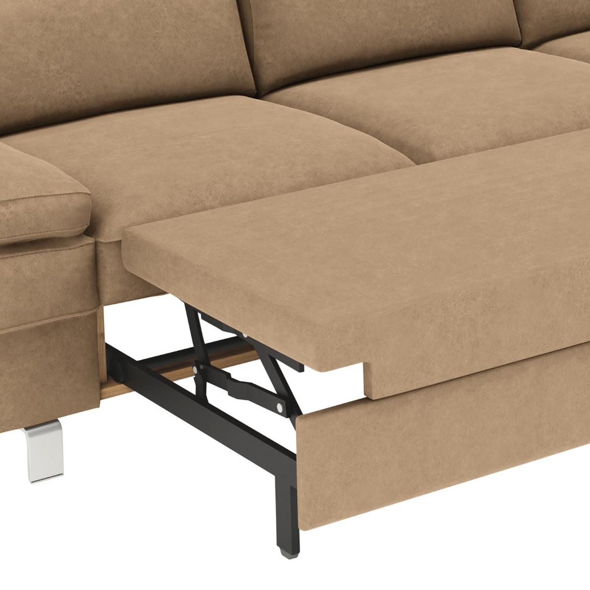 Ecksofa Elvis Sandfarben S: 259x182 Cm - Sandfarben/Silberfarben, KONVENTIONELL, Textil (259/182cm) - Trendmanufaktur