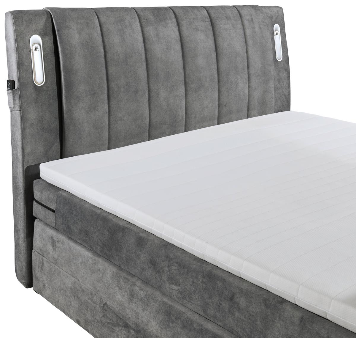 Boxspringbett Mit Topper 180x200 Cm Dallas - Grau, MODERN, Holzwerkstoff/Textil (180/200cm) - MID.YOU