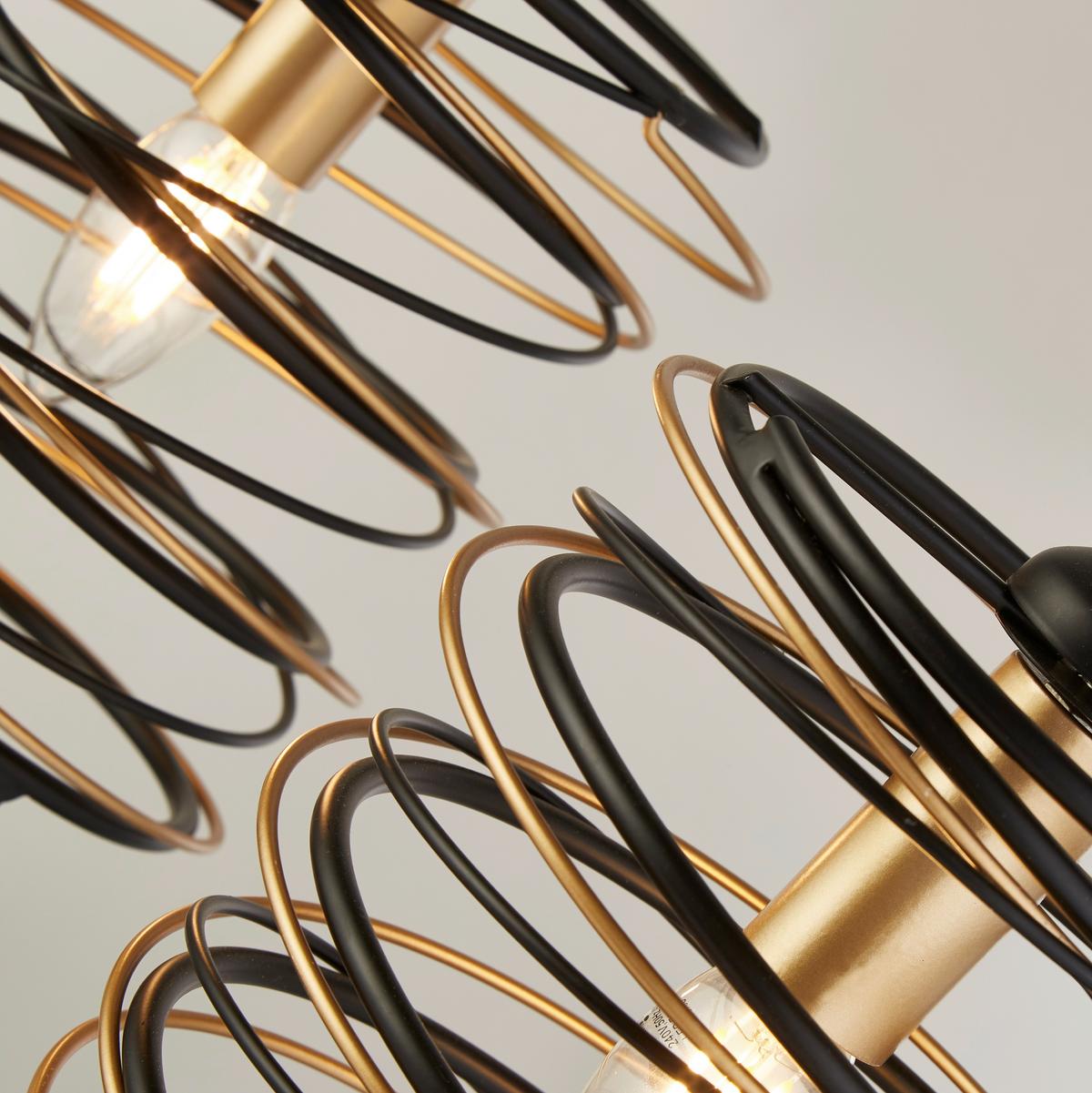 Hängeleuchte Spring H: 110 cm, 4-Flammig, Goldfarben/Schwarz - Goldfarben/Schwarz, Design, Metall (91/110/16cm)