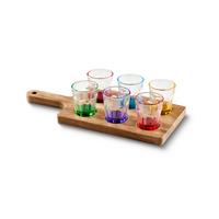 Schnaps-Gläserset Tanja 6er-Set, je 50 ml - Blau/Klar, Basics, Glas/Holz (4,7/5,3cm) - Luca Bessoni
