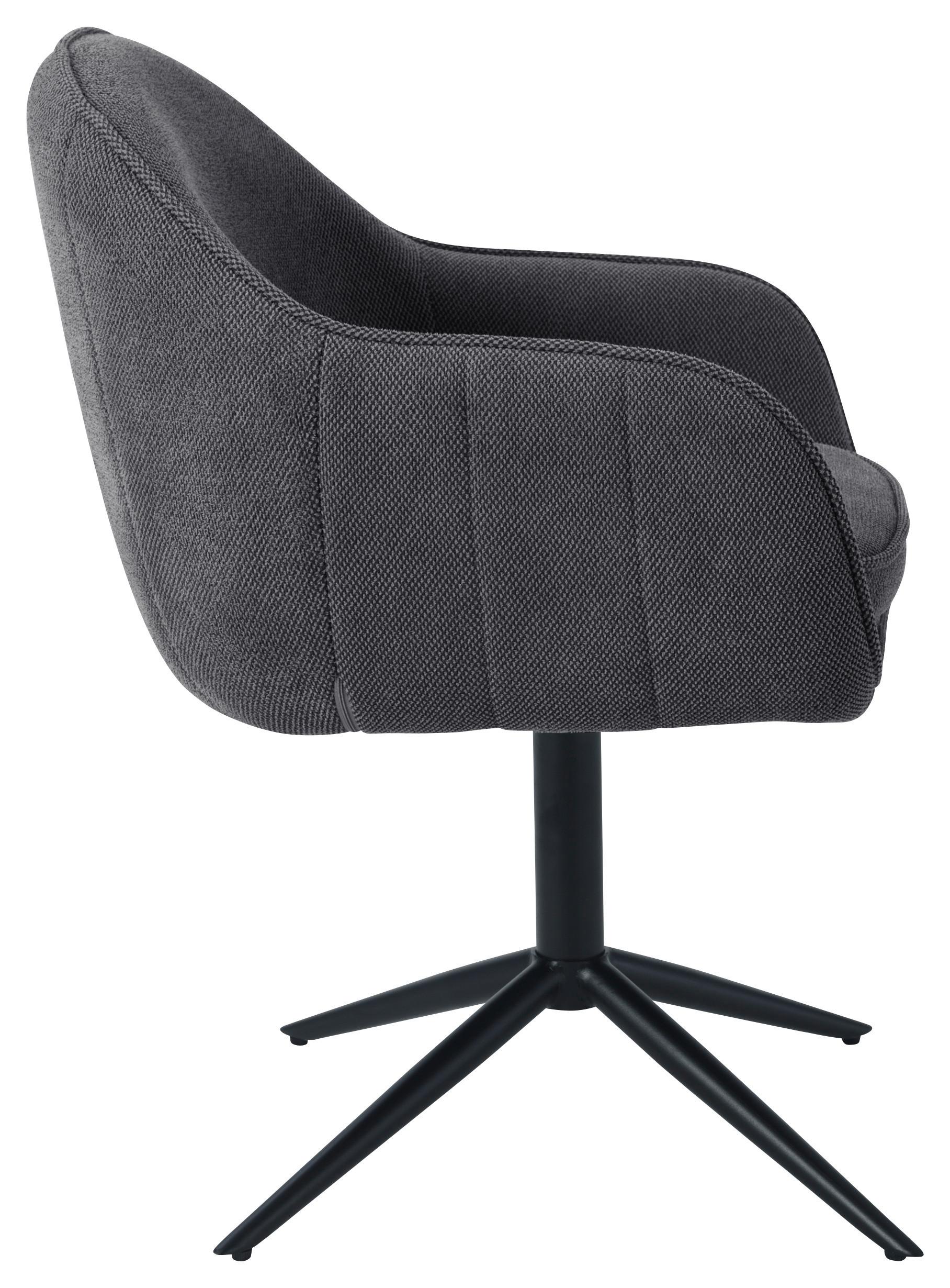 Armlehnstuhl Amara Leinenoptik Schwarz, B: 60 cm - Schwarz, KONVENTIONELL, Holz/Textil (60/81/62cm) - MID.YOU