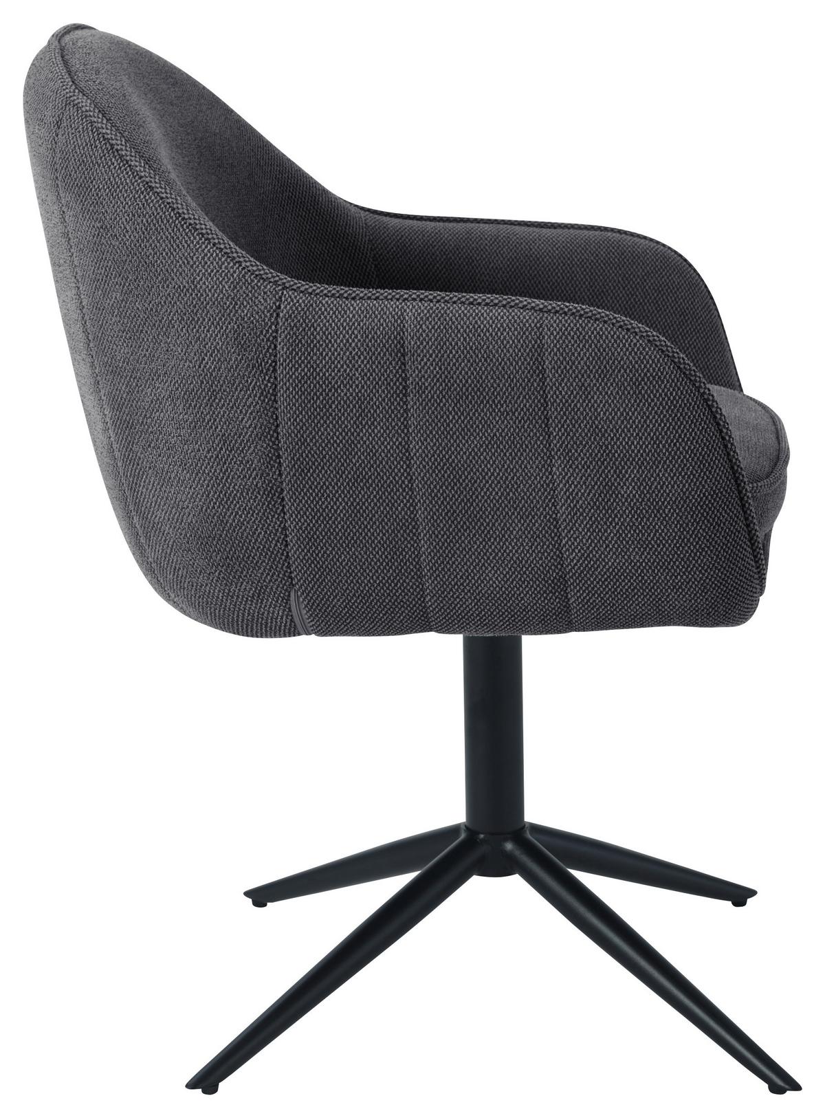 Armlehnstuhl Amara Leinenoptik Schwarz, B: 60 cm - Schwarz, KONVENTIONELL, Holz/Textil (60/81/62cm) - MID.YOU