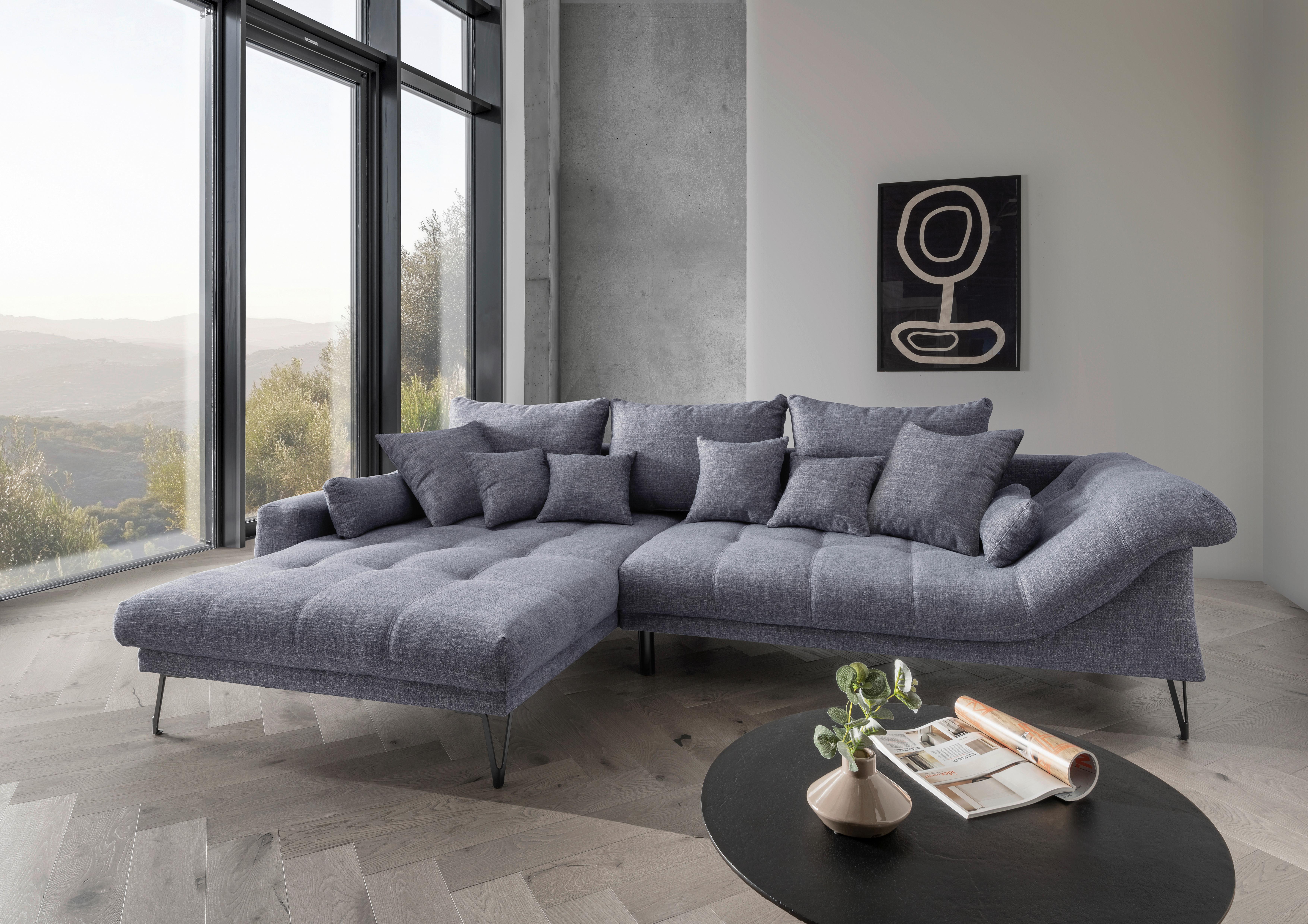 Ecksofa Garda, Blau S: 192x310 cm - Blau/Schwarz, KONVENTIONELL, Textil (192/310cm) - Livetastic