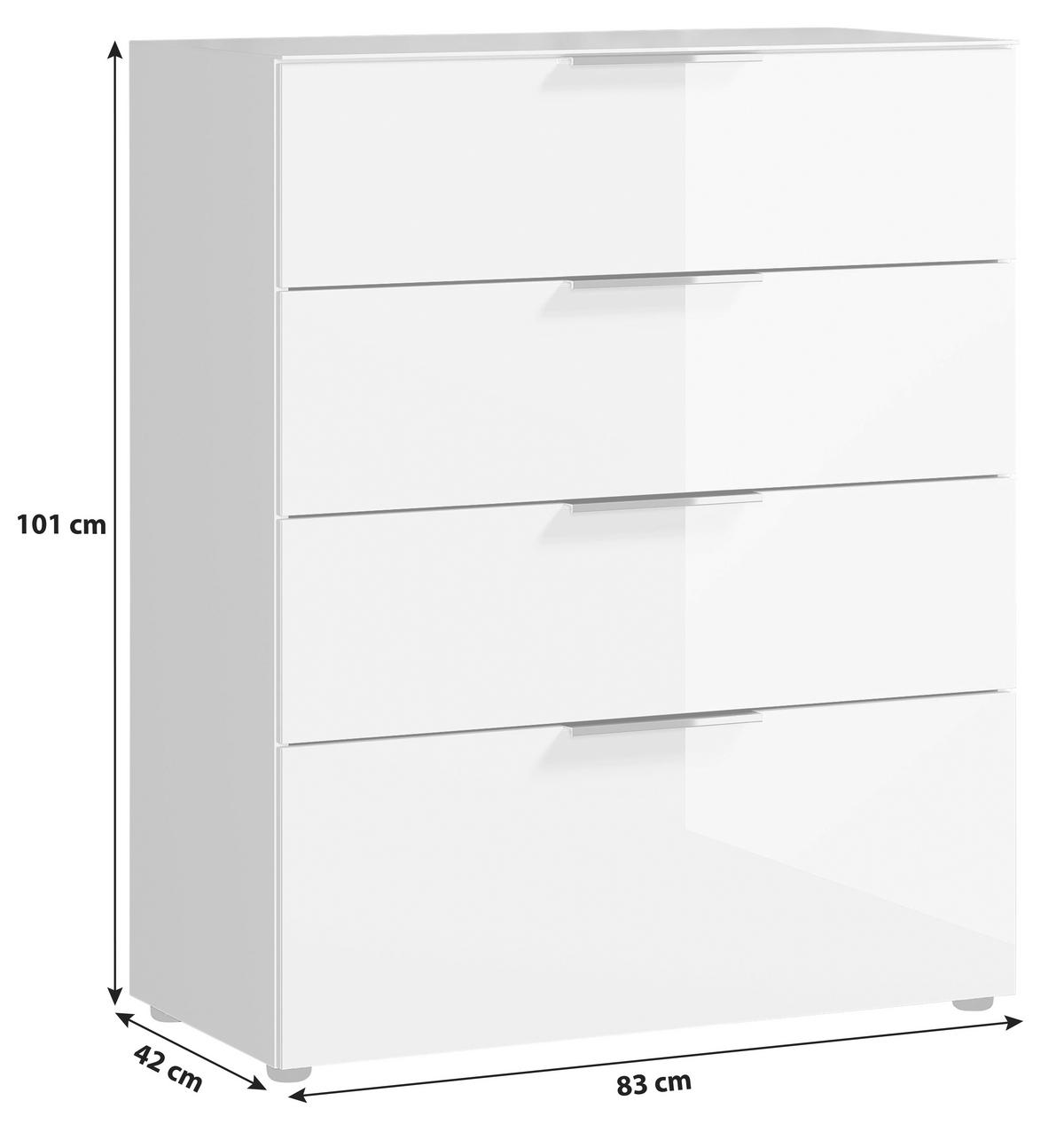 Kommode mit Glas B: 83 cm Gw-Oakland Weiß - Schwarz/Weiß, KONVENTIONELL, Glas/Holzwerkstoff (83/101/42cm) - Germania