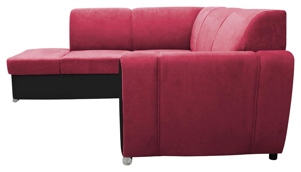 Ecksofa Mit  Bettkasten Doris Rücken Echt Rot/schwarz - Silberfarben/Rot, Design, Textil (196/255cm) - MID.YOU