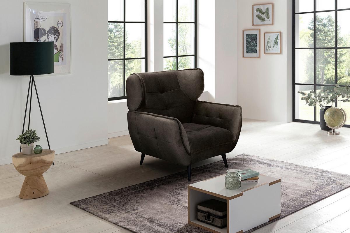 Široké kreslo Ariana, tmavohnedé - tmavohnedá, Modern, textil (103/105/98cm)