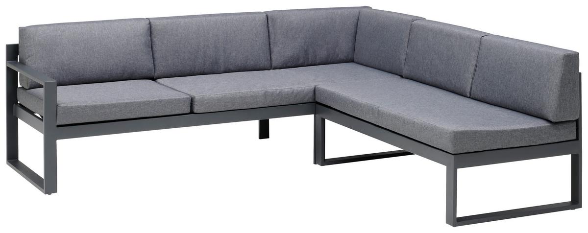 Lounge Garnitúra Rio - fekete/sötétszürke, Modern, Üveg/textil (214/130cm) - Beldano