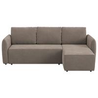 Ecksofa mit Bettfunktion Flow Cord taupe, B: 239cm - Taupe/Schwarz, Trend, Textil (239/170cm) - MID.YOU