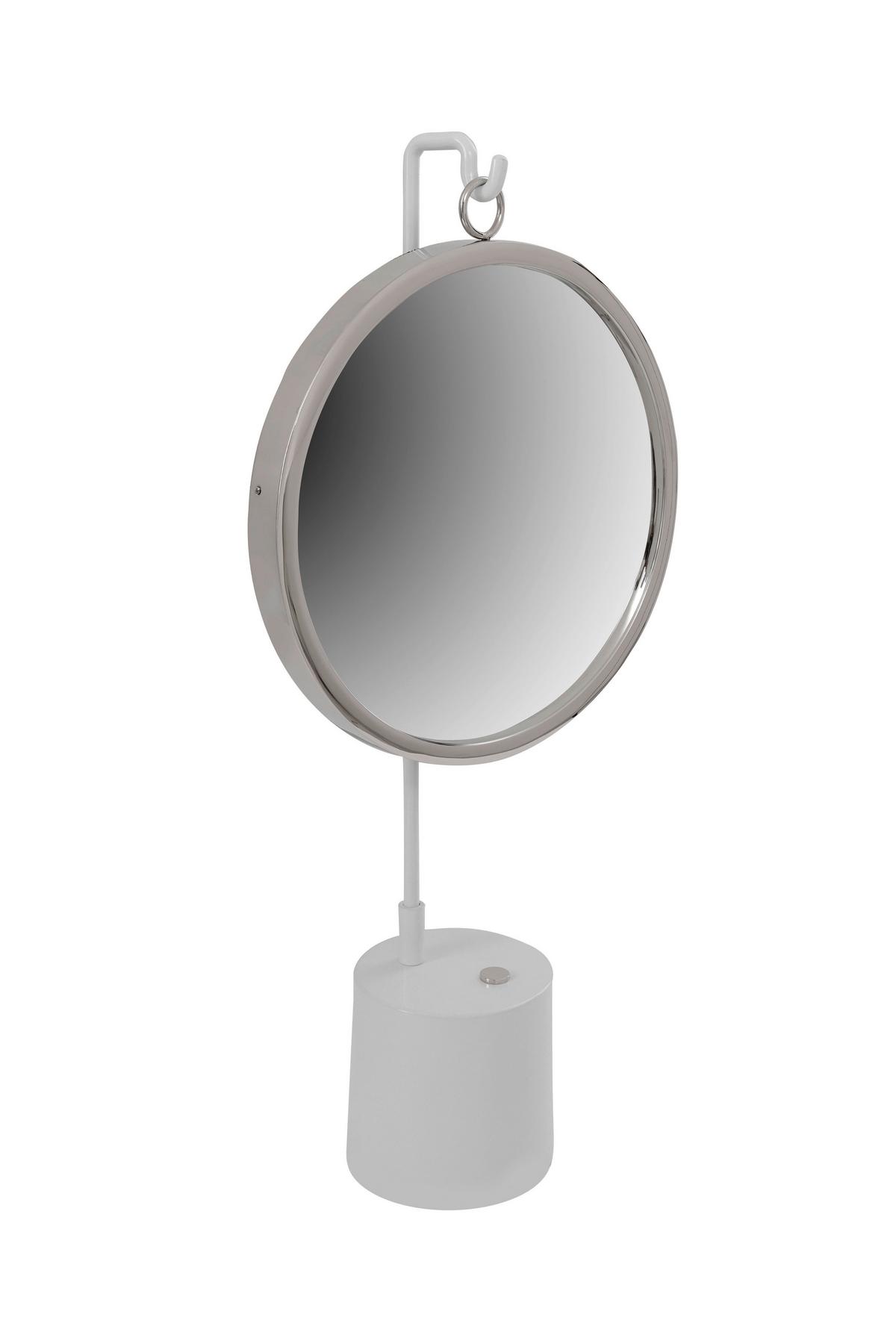 Tischspiegel Eleganca H: 65 cm Metallrahmen Silberfarben/Weiß - Silberfarben/Weiß, LIFESTYLE, Glas/Metall (30/65/13cm) - Kayoom