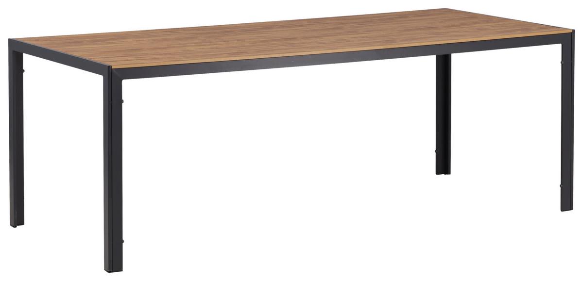 Gartentisch Break - Schwarz/Naturfarben, KONVENTIONELL, Holz/Metall (205/90/74cm) - Gardenson