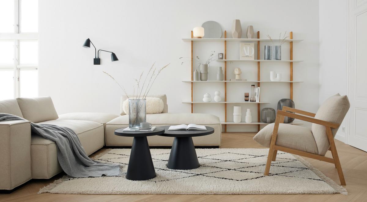 Konferenčný stolík SOLI P: 85 cm - čierna, Konventionell, kov/sklo (85,7/40cm)