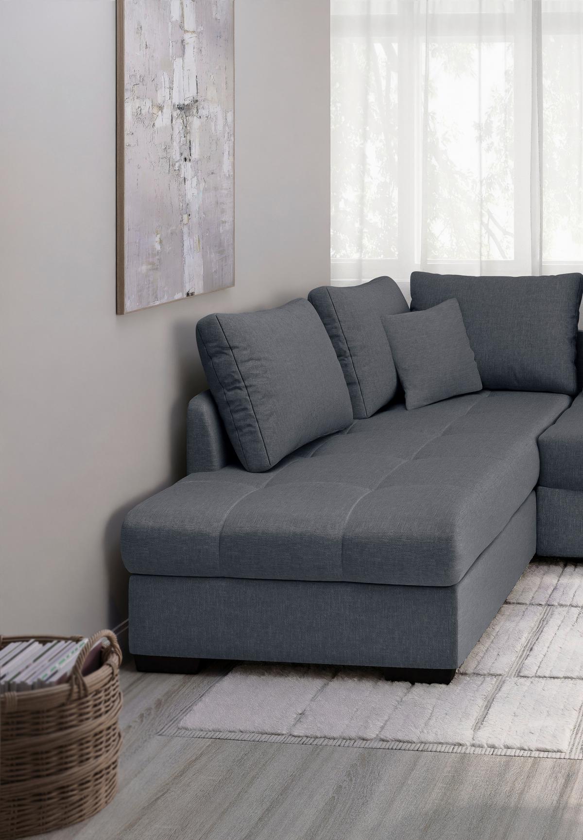 Eckschlafsofa Alvito Anthrazit S: 202x298 Cm - Anthrazit/Schwarz, MODERN, Textil (202/298cm) - MID.YOU