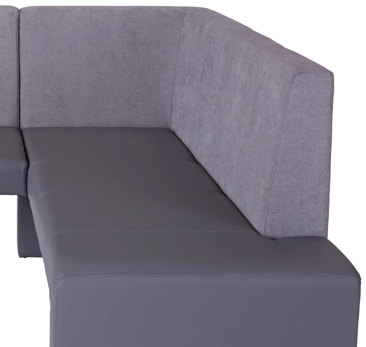 Eckbank Grau Lederlook / Webstoff Valun II 203x160 cm - Grau, KONVENTIONELL, Karton/Holz (203/160cm)