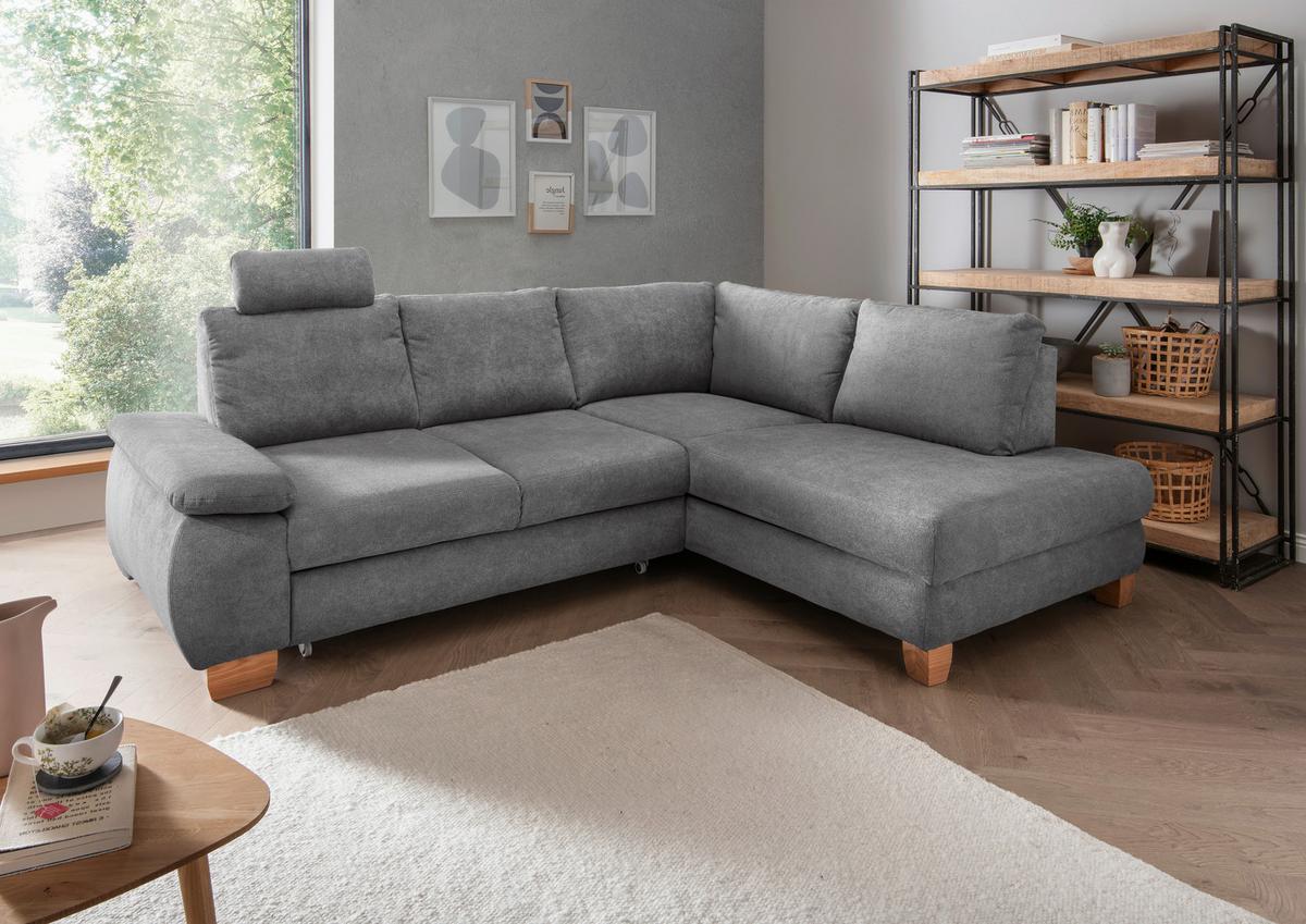 Eckschlafsofa Positano, Grau S: 261x206 Cm - Wildeiche/Grau, MODERN, Textil (261/206cm) - Livetastic