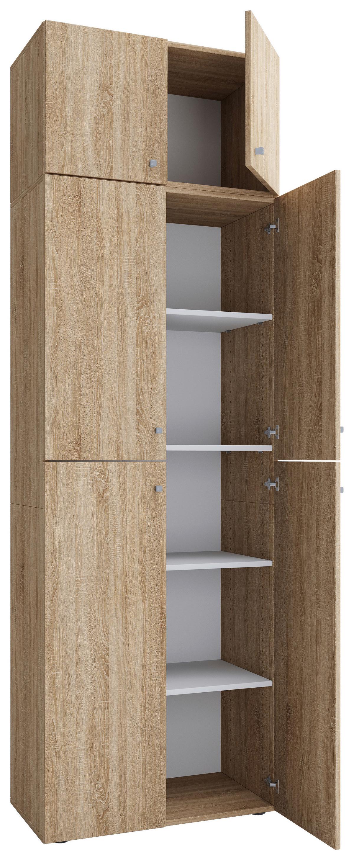 Skrinka na topánky Lona XXL, dub sonoma - čierna/sivá, Konventionell, kompozitné drevo/plast (70/223/39cm) - MID.YOU