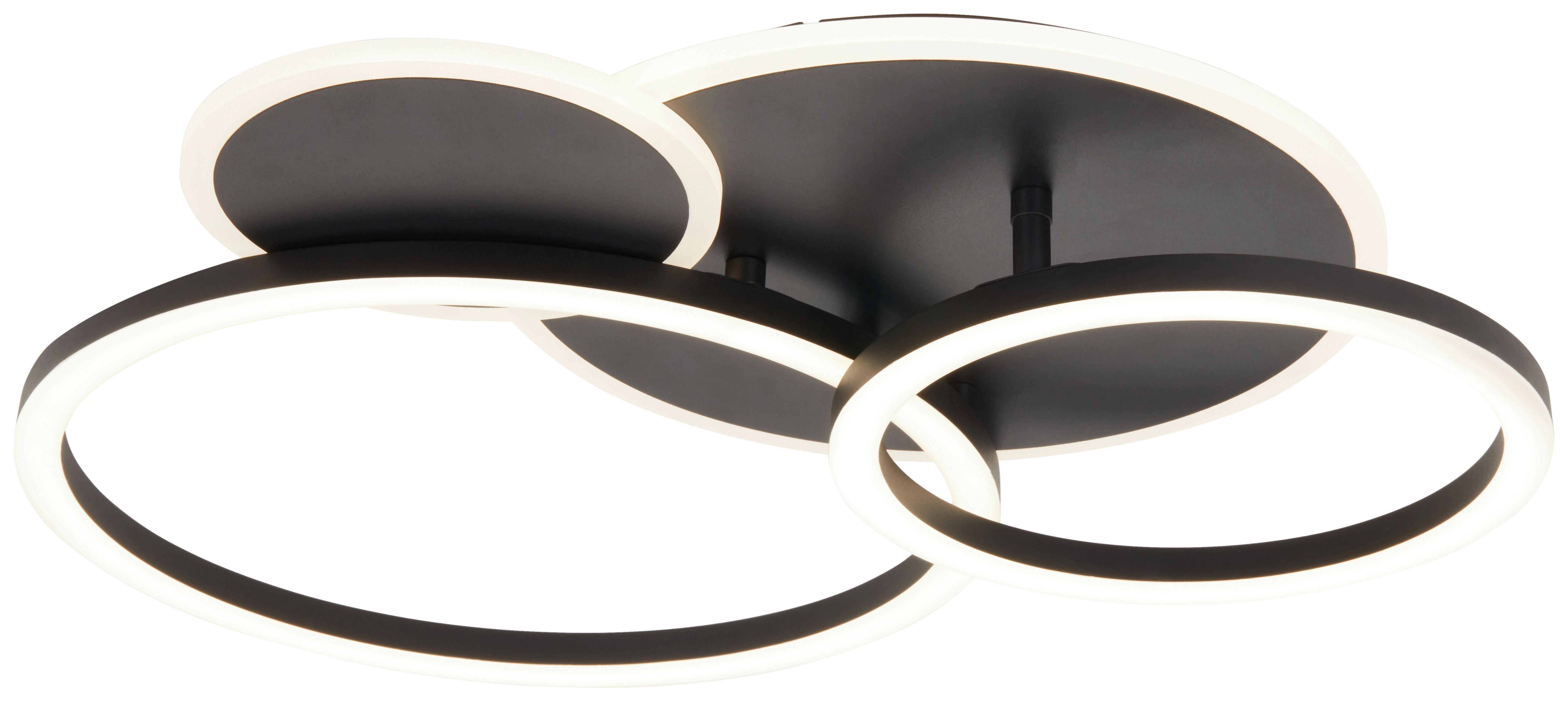 Led-deckenleuchte, 4000k Cool - Schwarz, MODERN, Kunststoff/Metall (52/43/7cm)