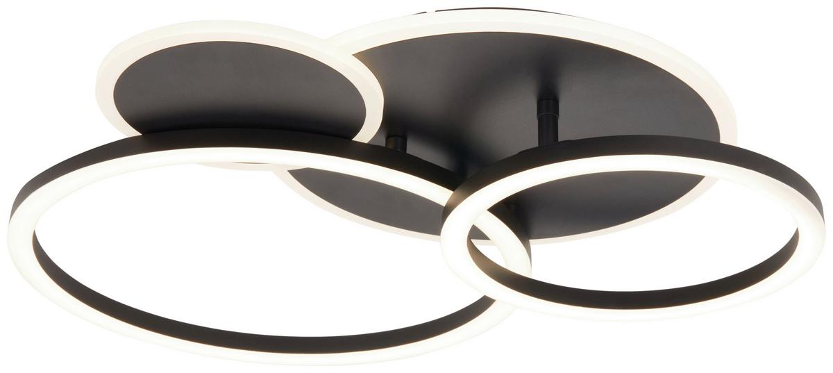 LED-Deckenleuchte, 4000k Cool - Schwarz, MODERN, Kunststoff/Metall (52/43/7cm)